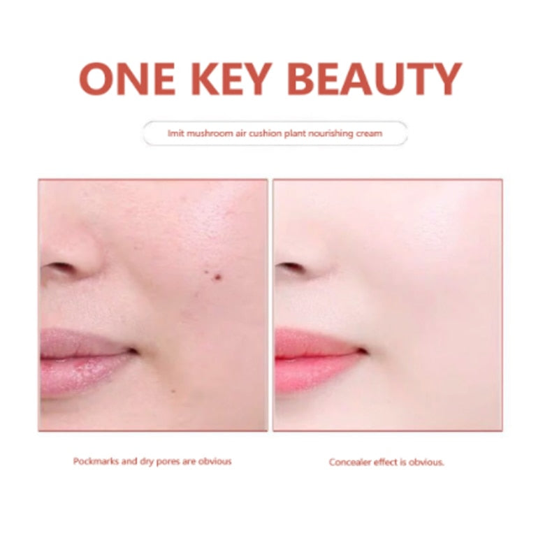 Air Cushion CC Cream Mushroom Head Foundation, Moisturizing, Long Lasting Natural Base Tone Make Up