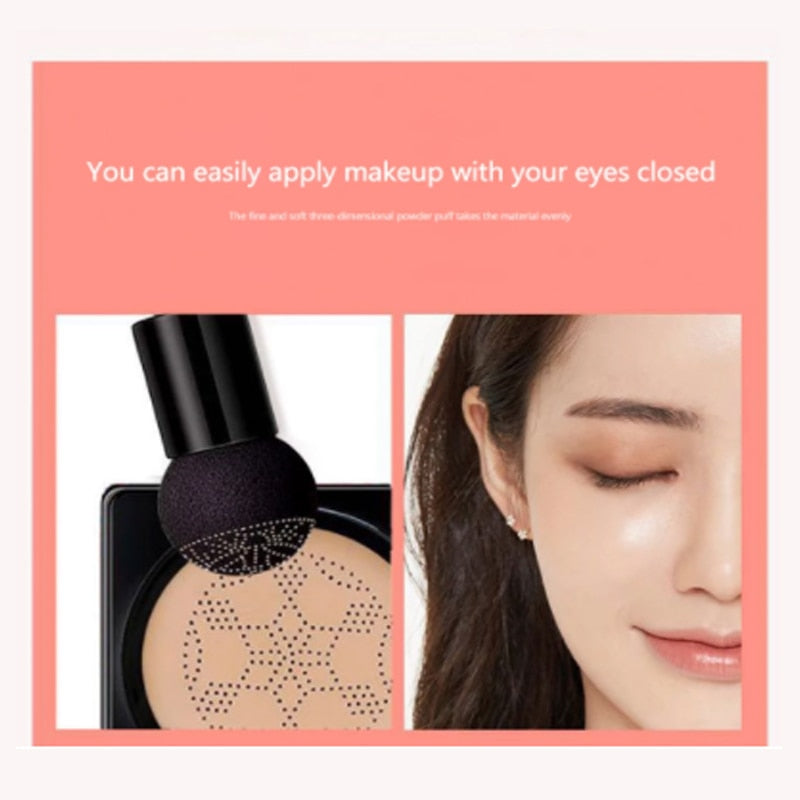 Air Cushion CC Cream Mushroom Head Foundation, Moisturizing, Long Lasting Natural Base Tone Make Up