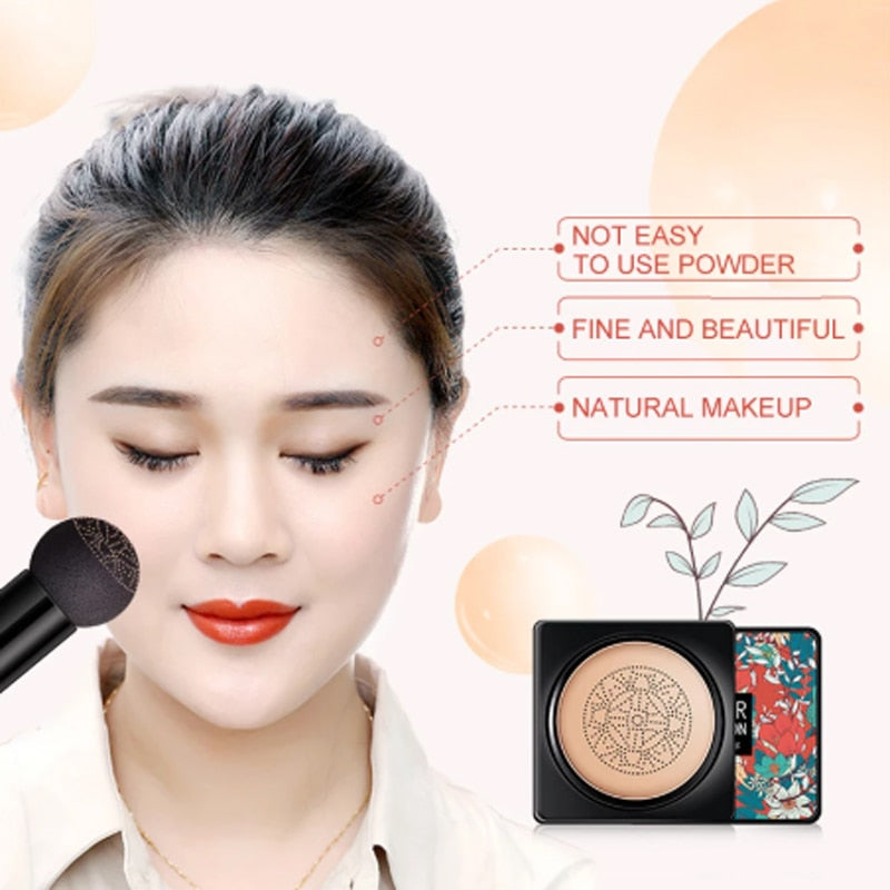 Air Cushion CC Cream Mushroom Head Foundation, Moisturizing, Long Lasting Natural Base Tone Make Up