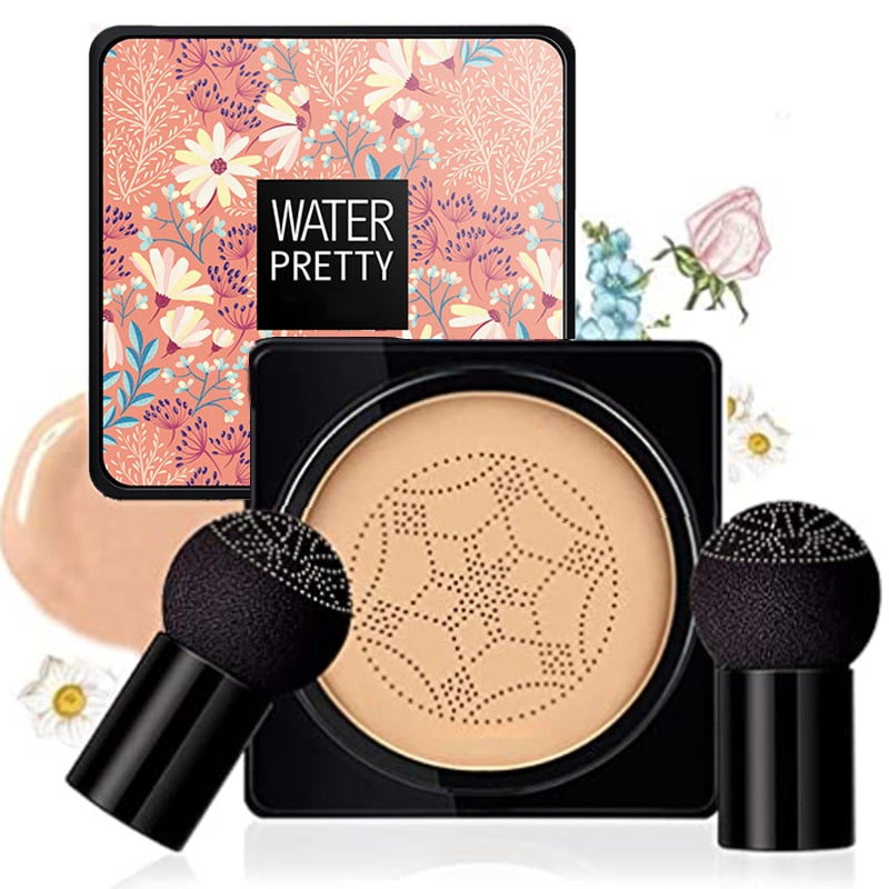 Air Cushion CC Cream Mushroom Head Foundation, Moisturizing, Long Lasting Natural Base Tone Make Up